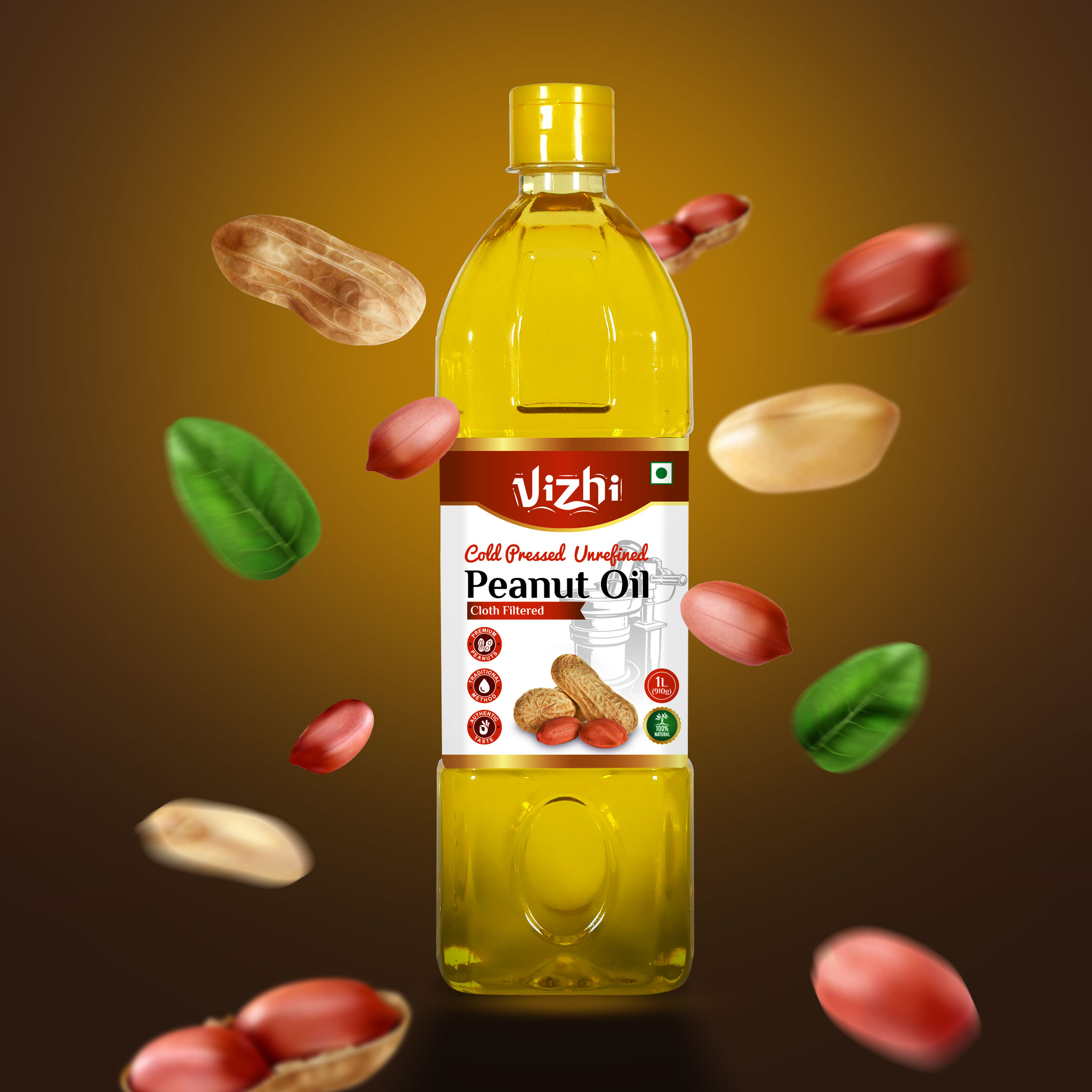 Peanut (Groundnut) Oil - 100% Pure / Cold-Pressed / Un-Refined / Chemical-Free