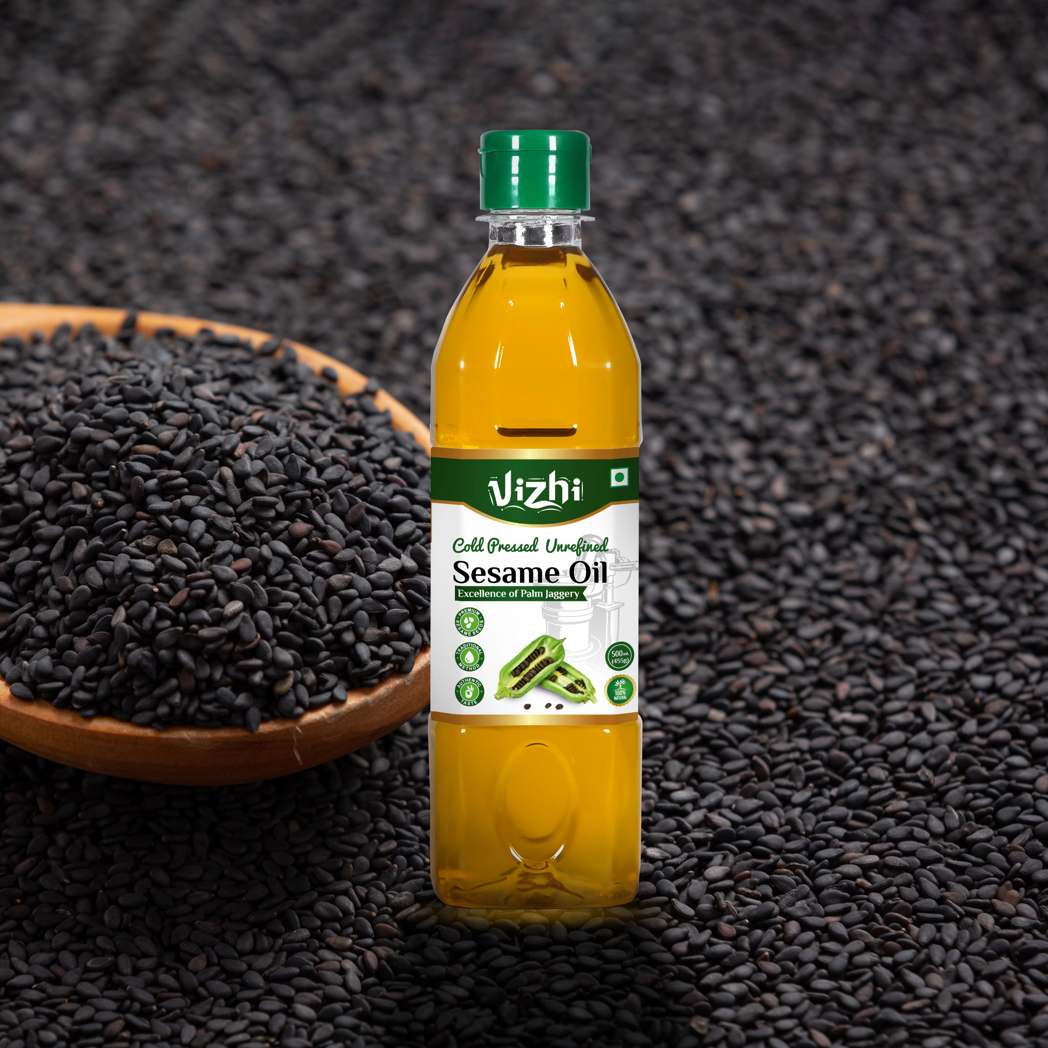 Sesame Oil (Gingelly Oil) - 100% Pure / Flavourful /  Extracted with Palmyra Palm Jaggery / Cold-Pressed / Un-Refined / Chemical-Free